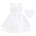 iiniim Baby Girl Clothes Newborn Flower Wedding Party Christening Ruffle Tutu Dress Ivory Dress with Bloomers 18-24 Months