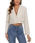 MINTLIMIT Cropped Blazer for Women Long Sleeves Suit Jacket One Button Trendy Fashionable (Light Khaki XL)