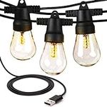 Brightech Ambience Pro USB Powered String Lights - 24 Ft Commercial Grade Waterproof String Lights - Outdoor Shatterproof Patio Lights for Camping, Backyard, Porch, Christmas - 1W 12 Bulbs, Warm White