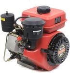 Futchoy 4 Stroke Diesel Engine Single Cylinder, 168F 196cc Single Cylinder Air Cooled Diesel Engine for Small Agricultural Machinery,Small Walking Tractor,Irrigation Red(3HP）