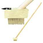 EDS Heavy-Duty Patio Weed Remover Tool with 120cm Long Wooden Handle Wire Broom with Angled Wire Bristles Steel Moss Removal Puller for Cleaning Block Paving Grout Deck Paver Patio Walkway (PACK OF 1)