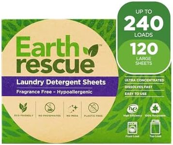Earth Rescue Laundry Detergent Sheets - Up To 240 Loads (120 Sheets) - Ultra Concentrated Liquidless Dry Laundry Detergent, Ideal For Sensitive Skin, Eco Friendly, Plastic Free - Fragrance Free