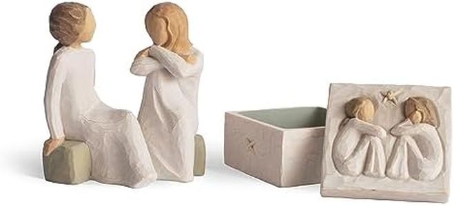 Willow Tree Heart and Soul Figure plus Friendship Keepsake Box, sculpted hand-painted 2-Piece Set