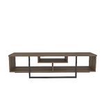 Decorotika Asal 150 cm Wide TV Unit with Open Storage Shelves for Living Room, Bedroom, Metal Frame TV Stand - For TVs up to 65 inch -Walnut and Black