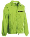 First Class 100% Nylon Windbreaker with Security I.D I, Safety Green/ Black Id, Medium