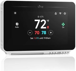 vine Programmable Thermostat for House with 4.3" Touch Screen, WiFi Smart Home Thermostat for AC and Heating, App/Voice Control, Work with Alexa and Google Assistant, C-Wire Required, TJ-919T