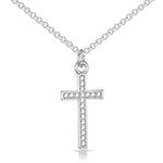 Philip Jones Silver Plated Pave Cross Necklace Created with Zircondia® Crystals