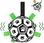 Dog Toys Soccer Ball with Straps & Bell Inside, World Cup Interactive Dogs Toys for Tug of War, Yard Game, Dog Water Toy, Herding Balls for Large Dogs Gifts Outdoor Ball Boredom Buster (Paw - Large)