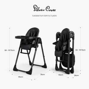 Silver Cross Gourmet Highchair – Black Adjustable Baby Seat