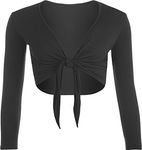 WearAll New Ladies Shrug Tie Up Long Sleeve Top Womens Black 12/14