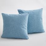 Sunday Praise Linen Decorative Throw Pillow Covers,Classical Square Solid Color Pillow Cases,18x18 Inches Cushion Covers for Sofa Couch Bed&Car,Pack of 2 (Light Blue)