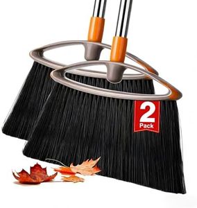 Napalona 2 Pack Stiff Bristle Broom for Sweeping Indoor, Heavy Duty Broom with Collapsible Handle, Ideal for Indoor Outdoor Hardwood Floors Kitchen Salon Camping Cat Pets Hair Home Room Office, Gray