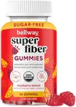 Bellway Super Fiber Gummies for Adults - Sugar Free Organic Fiber Supplement Gummies with 4g of Fiber per Serving - Prebiotic Chicory Root Fiber for Digestive Gut Health, Raspberry Lemon, 60 Count