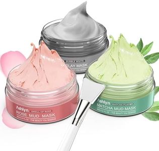 Ashlyn 3 PCS Clay Mask Set, Green Tea Clay Facial Mask, Rose Face Masks Skincare, Dead Sea Bubble Deep Cleanse Mask, Organic Facial Masks for Women, Face Mask Skin Care Set Gifts for Girls Teens