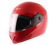 Vega Cliff Dx ISI Certified Lightweight Full Face Smooth Gloss Finish Helmet for Men and Women with Clear Visor(Red, Size:M)