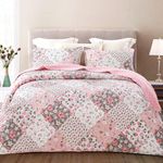 Whale Flotilla 3-Piece Printed Queen Size Quilt Bedding Set with 2 Pillow Shams Lightweight Reversible Bedspreads Coverlet Set for All Season, Pink