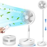 LIPETY 9" Portable Standing Oscillating Fan with Remote - 7200mAh Rechargeable Battery Tall Floor Foldable Travel Fan for Sleeping - Pedestal Stand Up Folding Bed Fan for Home Bedroom