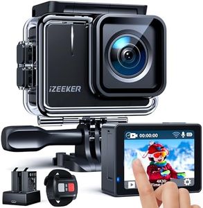 iZEEKER Action Camera 4K30FPS 20MP, 40M Underwater Camera Waterproof, Touchscreen Vlog Helmet Camera, 170°Wide Angle, WiFi,Remote Control, Camcorder, 2 x 1050 mAh Batteries and Accessory Kit-iA100