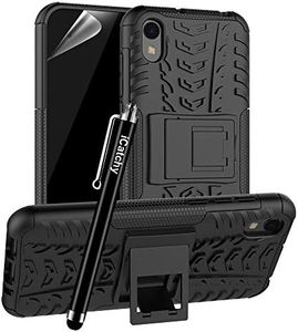 iCatchy Honor 8S Case Heavy Duty Tough Rugged Shockproof Hybrid Kickstand Hard Case Cover for Huawei Honor 8S (Black)