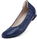 Cestfini Ballet Flats Shoes for Women Dress Shoes Casual Foldable Work Shoes for Office Classic Round Toe Slip on Shoes Blue