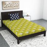 Divine Casa Cotton Blend for Single Bed Comfortable Breathable Bedsheet with 1 Pillow Covers (Antique Cairo) Parrot Green