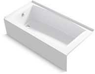 KOHLER K-26109-LA-0 Entity 60-Inch x 30-Inch Alcove Bath with Integral apron, integral flange and left hand drain, White