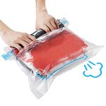 KFYM 10Pack Travel Space Saver Bags (4 x S, 3 x M, 3 XL), Reusable Vacuum Travel Storage Bag, Saves 75% of Storage Space, Roll-Up Compression, No Need for Vacuum Machine Or Pump