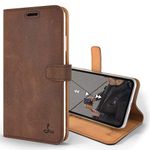 Snakehive iPhone XR Vintage Wallet || Genuine Leather Wallet Phone Case || Real Leather with Viewing Stand & 3 Card Holder || Flip Folio Cover with Card Slot (Brown)