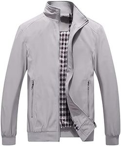 Panegy Chaqueta de entretiempo para hombre, transpirable, informal, bomber, para el tiempo libre, gris, L