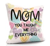 Kesar Enterprises Filled Cushion, Pillow for World's Best Mom,Pyari Mumma,Mummy,Gifts for Mom,Grandma on Birthday's & Mother's Day Color : White Size : 12 x 12 Inch Design 96