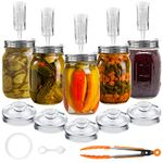 Artcome 28 Pcs Fermentation Kit-5 Stainless Steel Fermentation Lids, 5 Glass Weights, 5 Airlocks, 6 Silicone Rings, 6 Silicone Grommet, 1 Silicone Tong for Wide Mouth Mason Jar(Jars Not Included)