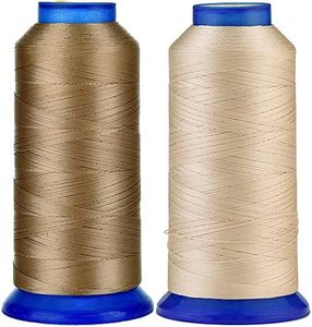 Selric [3000Yards/Khaki+Beige] Pack of 2 UV Resistant High Strength Polyester Thread #69 T70 Size 210D/3 for Upholstery, Outdoor Market, Drapery, Beading, Purses, Leather