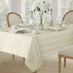 Denley Stripe Weave No-Iron Soil Resistant Fabric Tablecloth - 52 X 70 Oblong - Ivory