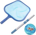 Professional Pool Skimmer Net, Heavy Duty Swimming Pool Leaf Cleaning Net with Telescopic Pole, Adjustable Swimming Pool Cleaning Leaf Skim Net, Skimmer Mesh Rake Net for Pools Hot Spring Pool Ponds