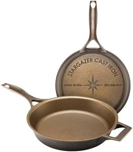 Stargazer 12-Inch Cast Iron Skillet | Made in USA, Seasoned, Even Heat Distribution, Easy to Clean, Smooth Nonstick Finish for Grilling, Frying, Sauteing, Searing, Baking