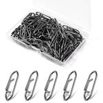 VEPEPE 100 Pcs Power Fishing Clips, Stainless Steel Sea Fishing Clips, 3 Sizes Quick Change Fishing Clips for Fishing Lure Line, Sea Fishing Tackle Snaps for Freshwater Saltwater Fishing