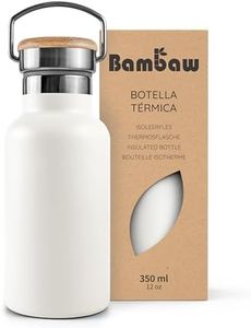 Bambaw Botella térmica 350 ml, Botella agua blanca, Botella agua acero inoxidable niños, Botella reutilizable, Botella agua gimnasio, Botella agua niños sin BPA – Blanco polar