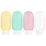 TSA Approved Travel Bottles Set for Toiletries Travel Size Containers Kit 4 Pack Portable Leak Proof Refillable Squeeze Cosmetic Airplane Essential Shampoo Hair Conditioner Body Lotion Bath Shower Gel