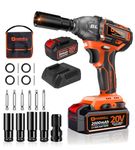 HARDELL Cordless Impact Wrench, Impact Gun Max Torque 368 Ft-lbs(500N.m) Brake Stop, 20V Brushless Motor 2600 RPM Impact Driver with 2 x 2.0Ah Li-ion Battery, Led Light