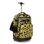 Tilami Rolling Backpack 18 inch Wheeled Laptop Backpack School College Student Travel Trip Boys and Girls, Sunflower