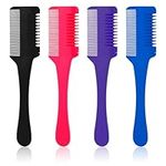 4Pcs Hair Razor Comb Set,Sharp Hair Cutter Comb Split Ends Hair Trimmer Styler, Hair Thinner Comb for Thin and Thick Hair Cutting and Styling