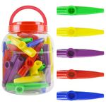 A-Star AP8100 Plastic Multi Coloured Kazoos - Pack of 40 - In Plastic Tub with Carry Handle, Multi-Coloured