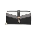 Miss Lulu Purse for Women Ladies Purse Wallet for Women V-Shape Colorblock Design, Black-1