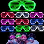 Kovim Neon Glasses - Led Light up Shutter Glasses Flashing Sunglasses for Kids Adults Rave Happy New Years Eve Party Christmas Glow Glasses (10 Pack)