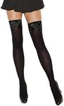 RSLOVE Thigh High Stockings with Satin Bow Accent Sexy Lingerie Stockings Opaque Women Tight Hosiery Black