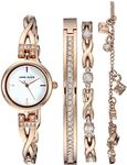 Anne Klein Women's Swarovski Crystal Accented Rose Gold-Tone Watch and Bracelet Set