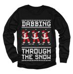 Dabbing Through The Snow Santa Christmas Dab Youth Kids Long Sleeve T-Shirt Large Black