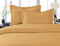 CELINE LINEN Best, Softest, Coziest Duvet Cover Ever! 1500 Thread Count Egyptian Quality Luxury Super Soft Wrinkle Free 3-Piece Duvet Cover Set, King/Cali King, Camel-Gold