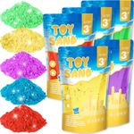 Value Pack 11lbs of 5 Colored Moldable Self-Sticking Sand, Never Dries Out - Fun for Kids Bulk Refill for Sensory Sand Box Toys, Ideal for Shaping, Squeezing, Scooping, Rolling and Molding