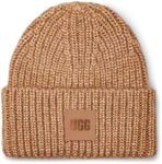 UGG Women's Chunky Rib Beanie W Logo, Camel, O/S